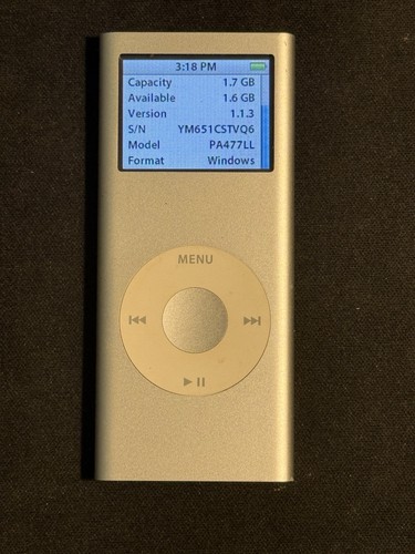 Apple iPod Nano 2nd Generation A1199 Silver, 2GB, Great Condition - Tested