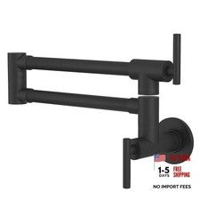 Pot Filler Faucet Wall Mount Folding Over Stove Double Joint Swing Matte Black