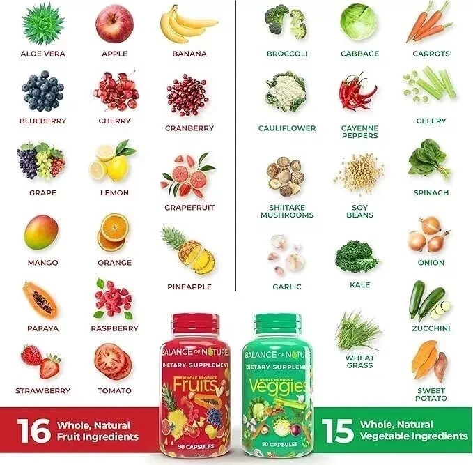 2 Pack, 180 Fruits and 180 Veggies Whole Food Supplement with Superfood Sealed