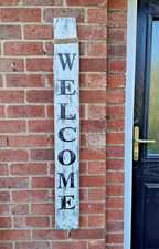 4ft Welcome Porch Entry Sign Distressed & Weathered Look Handmade Reclaimed Wood
