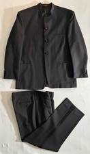 Mario di Roma 2 Piece Suit Blazer Pant Black Lined Ventless Made in USA *Read