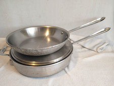 SET OF 2 PANS ALL CLAD MC2 MASTER CHEF2 10" SKILLET & 11" SAUTE PAN WITH LID USA