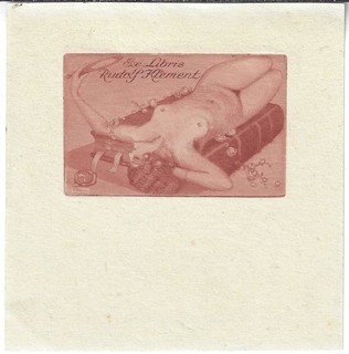 KURT LIBESNY: Exlibris für Rudolf Klement 1922 liegender Akt