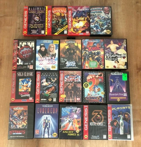 Huge lot of 19 Sega Genesis games Captain America X-Men Sonic Wayne’s World