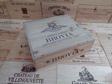 Wooden Wine Box Crate with lid ~ Brovia ~ Italian, Genuine, Storage. CLEARANCE
