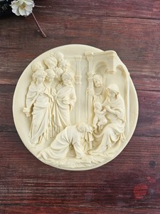 Vintage Italian Alabaster Relief Plate Adoration of the Magi Studio Dante Volter