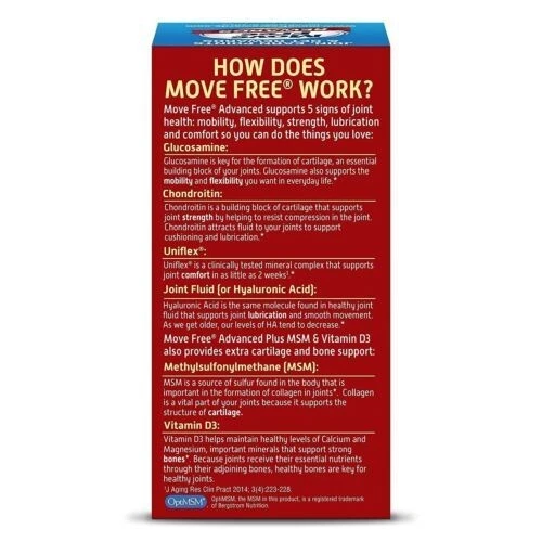 Schiff Move Free Joint Health Advanced Plus MSM & Vitamin D3 Coated Tablets 80Ct - Image 3 of 4