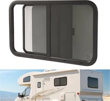 35" W X 22" H RV Window Teardrop Horizontal Slide RV Window W/Net Screen, Trim