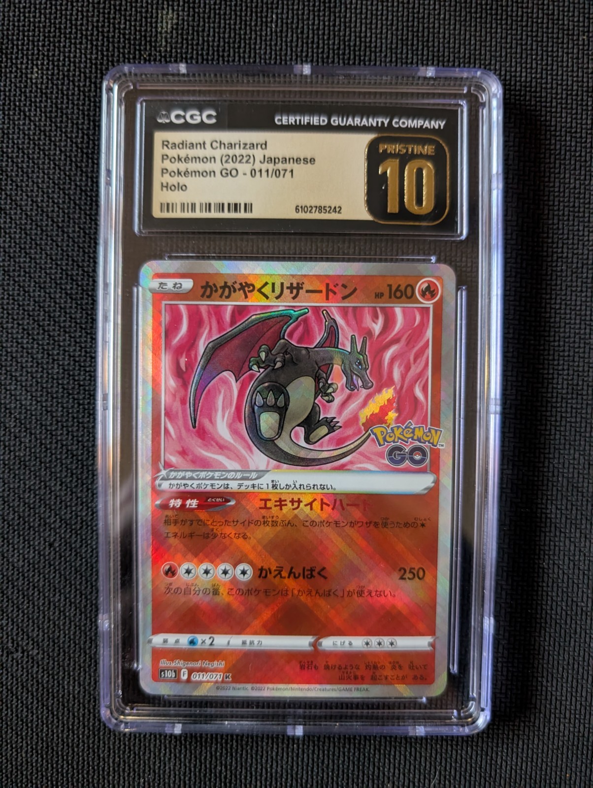 Charizard 011 Pristine 10 Pokemon Go Japanese Cgc Graded Pokemon Card Radiant