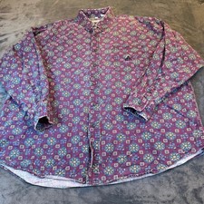 IZOD Geometric Print Button Down Shirt Long Sleeve Mens Extra Large Vintage