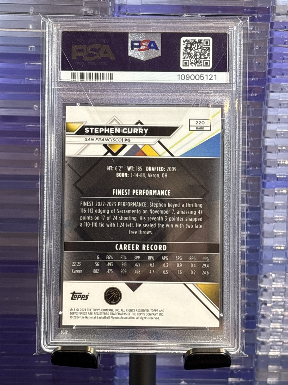 2023 Topps Finest Rare Stephen Curry Red Black #/10 PSA 9 #220 - Low Pop STEAL view 2