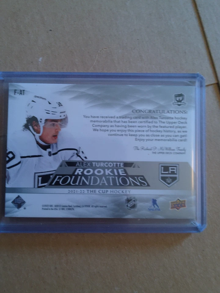2022 UPPER DECK#F-AT ALEX TURCOTTE ROOKIE FOUNDATION QUAD JERSEYS 8/99 THE CUP - Image 2 of 2