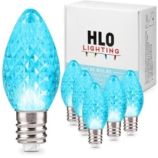 Holiday Lighting Outlet Faceted C7 Christmas Lights | Teal Led Light Bulbs Holid
