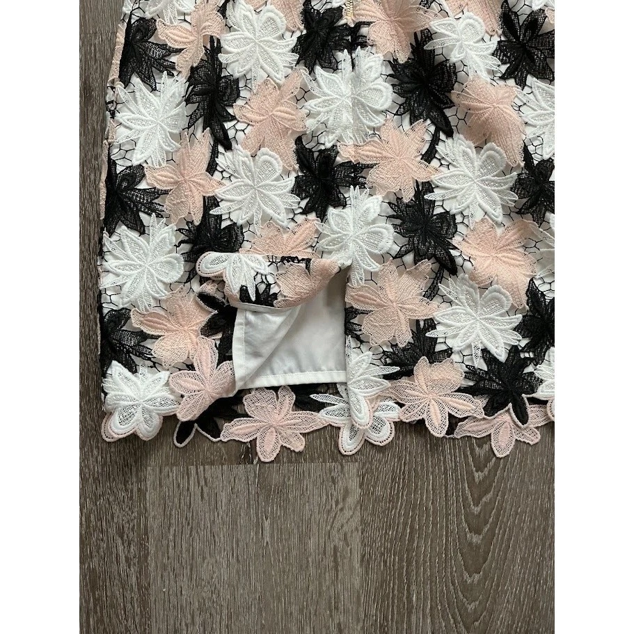 Abito tubino Kate Spade Tiger Lily pizzo floreale senza maniche zip posteriore taglia 0