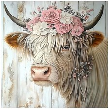 Highland Cow Diamond Art Painting Kits for Adults, 5D DIY Round Full Drill Gem A