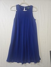 Lauren Ralph Lauren Blue Chiffon Tank Dress Cocktail Flowly Lined Women's Size 6