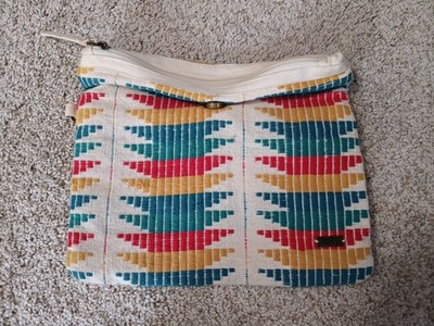 Roxy Clutch Embroidered Zipper Snap Fold Top EUC Vibrant Stripes Boho