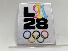 LA 28 OLYMPICS NEW EMBROIDERED IRON ON NAME PATCH TAG 3t X 2-1/2w