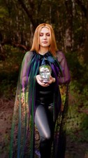 Iridescent Mesh Cape: Green Purple, Halloween Costume Adult Witch Cosplay