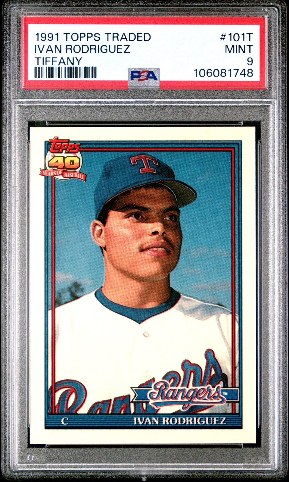 1991 TOPPS TRADED TIFFANY #101T IVAN RODRIGUEZ PSA 9