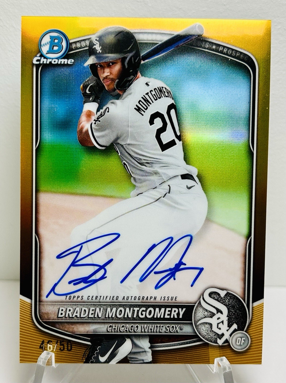 2025 Braden Montgomery Bowman #CPA-BM Chrome Prospect Auto Gold 46/50 White Sox