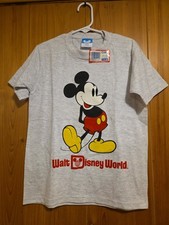 VTG 80s Disney Deadstock NOS NWT Child L 10-12 Single Stitch Gray Mickey T-shirt