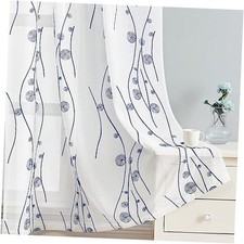 Sheer Curtains 52 X 84 Inches Length 2 52"W x 84"L Pack of 2 Navy and White