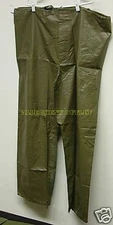 US Military Wet Weather Vinyl Rain Pants, OD Green, Size X-Small, NEW