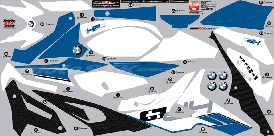 BMW S1000R Moto Pegatinas Calcomanías HP4 Gráficos Set (2014-2020) Foto 3 de 4