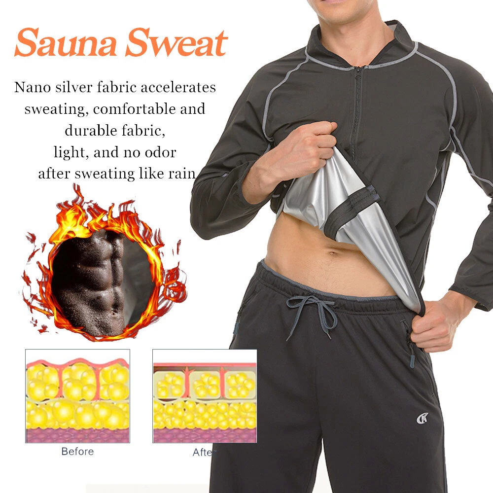 Men Sauna Suit Heat Trapping Shirt - Hot Sweat Body Shaper Vest Exercise Shirt