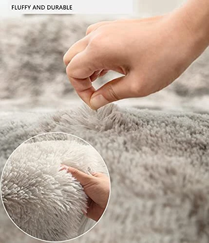 ✅ Hochflor Teppich 120x160 Grau Weiß Modern Flauschig Weich Teppich Groß - Bild 5 von 7