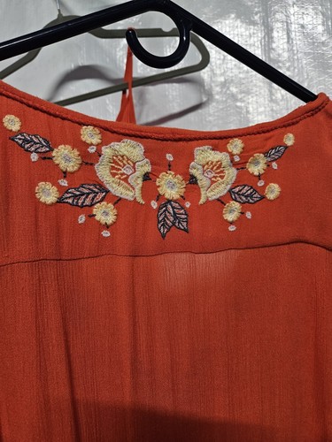 Vestido Campesino Free People Boho Bordado con Vestido Sin Mangas Incluido Naranja Talla XS - Imagen 7 de 22