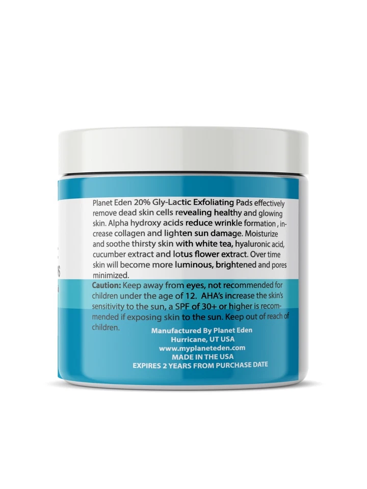 Planet Eden 20% Gly-Lactic Glycolic & Lactic Acid Skin Peel Exfoliating Pads 60 - Image 2 of 3