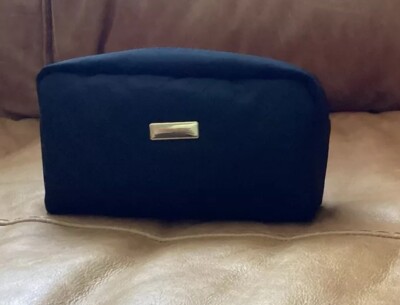 John Lewis Black Polyester Wipe clean Make Up Bag New UK