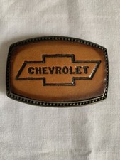 Vintage 'Chevy Trucks' Leather over Metal - Alumaline 4108 Belt Buckle