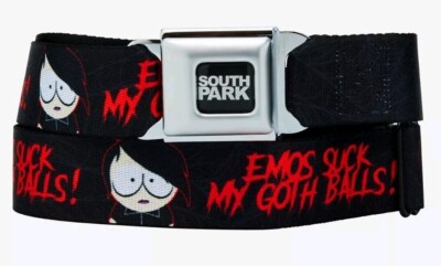 South Park Goth Kid Firkle  Emos Suck My Goth Balls'' Adjustable Seatbelt Belt  