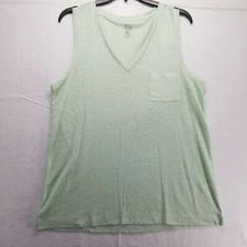 J Crew Women's Linen V-neck Pocket Tank Top Green Multiple Sizes S L 