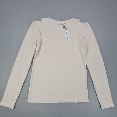 Velvet By Graham Spencer Damen Top Elfenbein XL Emma Cut Out Gerippt T-Shirt