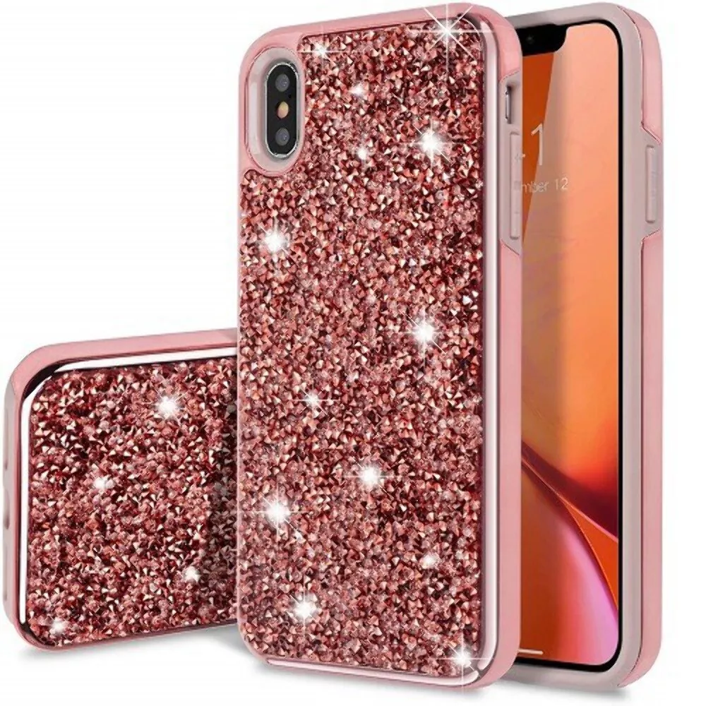 Dual Layer Glitter Rubber Case for iPhone XR 6.1