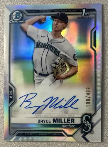 2021 BOWMAN CHROME BRYCE MILLER REFRACTOR 1ST CHROME AUTOGRAPH AUTO #188/499