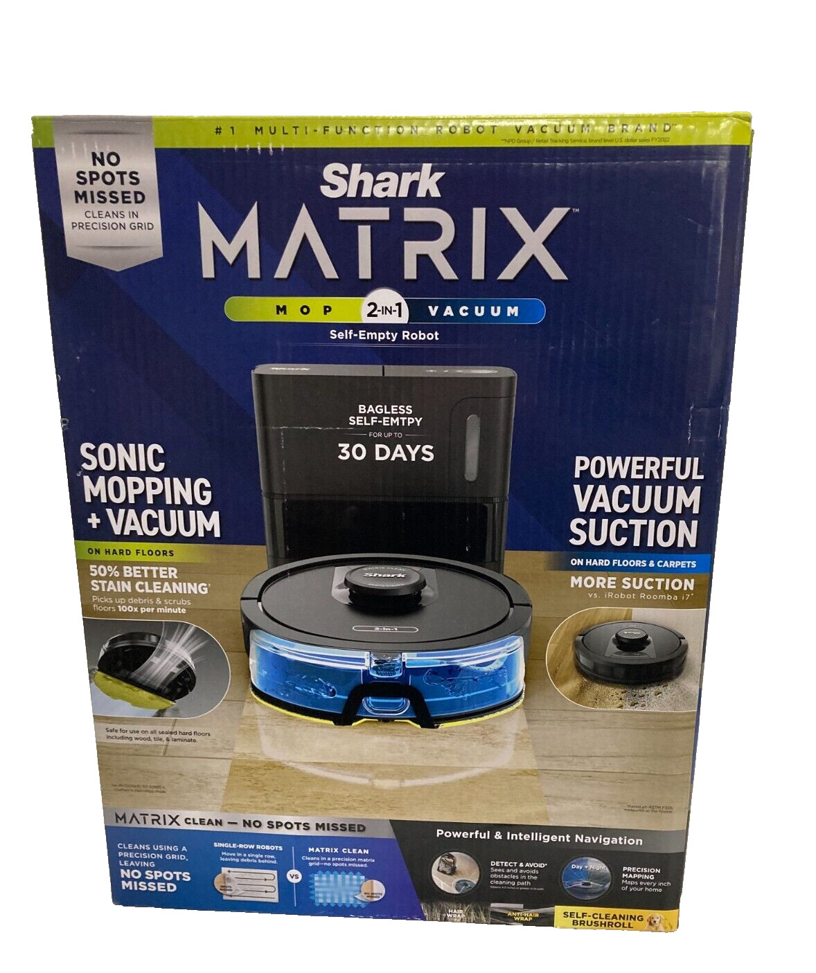 Shark Matrix UR2450WS Robot Vacuum Mop Self Empty WiFi Pet Hair, New