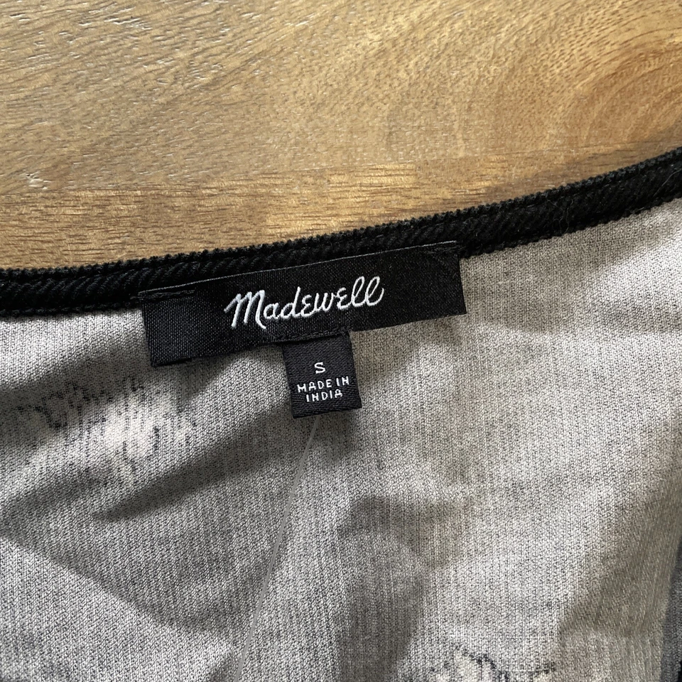 Mini Vestido Madewell Pana Acolchado-Babero Talla Pequeña Negro Estampado Completo Cuello en V Foto 3 de 4