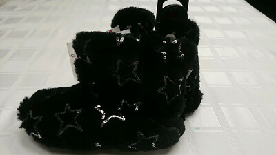 Aviva Sz 1 Girls  Black Stars House Boots / Shoes  NWT