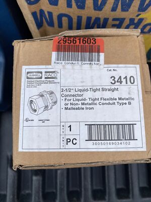 Hubbell-RACO 3410 Liquid Tight Straight Connector 2-1/2  Steel/Malleable Iron(sb