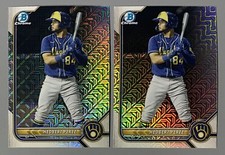 Two 2022 Bowman Chrome Hedbert Perez Mojo Refractor #BCP-67 Milwaukee Brewers