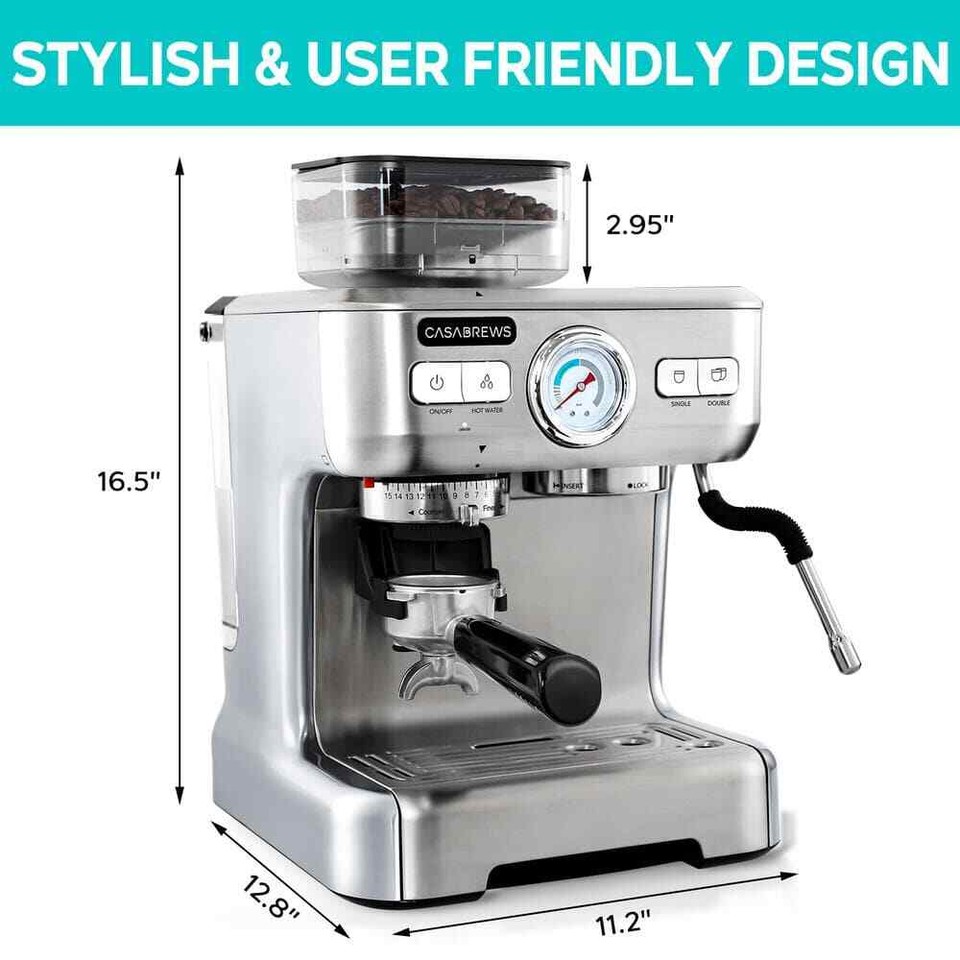 CM5700 2 Cup Silver/Brushed Stainless Steel All in One 20 Bar Espresso