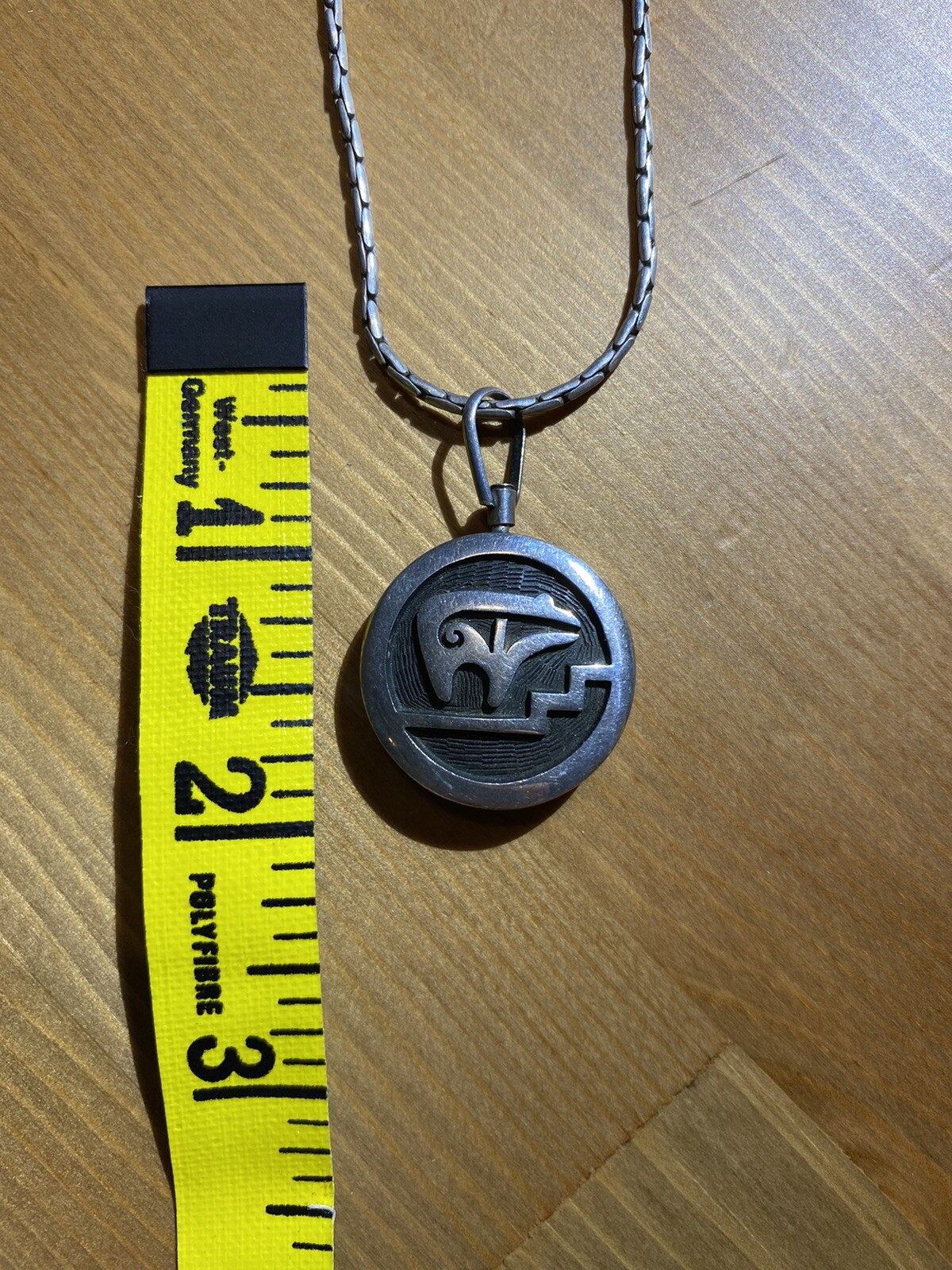 Native American Sterling Silver Bear Symbol Necklace Gem