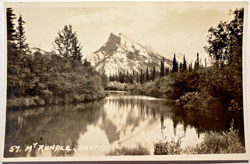 1920's RPPC BANFF CANADA MT RUNDLE Postcard Byron Harmon Photo CP ...