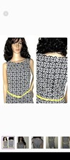 Chaps  Black And White Sleeveless Mini Dress W/ two Pockets Yellow Belt .