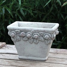 Vintage Übertopf Blumenübertopf Grau Landhaus Jardiniere Blumentopf Shabby Eckig